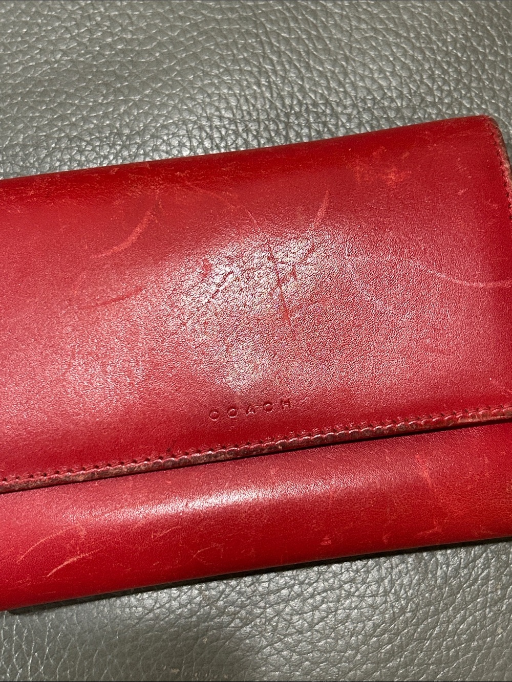 Coach Red Glove Leather Vintage Compact Wallet GUVC - Picture 3 of 15